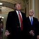 President Donald Trump and Vice President Mike Pence arrive at the U.S. Capitol to attend the weekly Republican Senate policy luncheon January 9, 2019 in Washington, DC. Trump is meeting with GOP lawmakers to shore up their resolve and support for his proposed border wall with Mexico as the partial federal government shutdown drags into a third week.